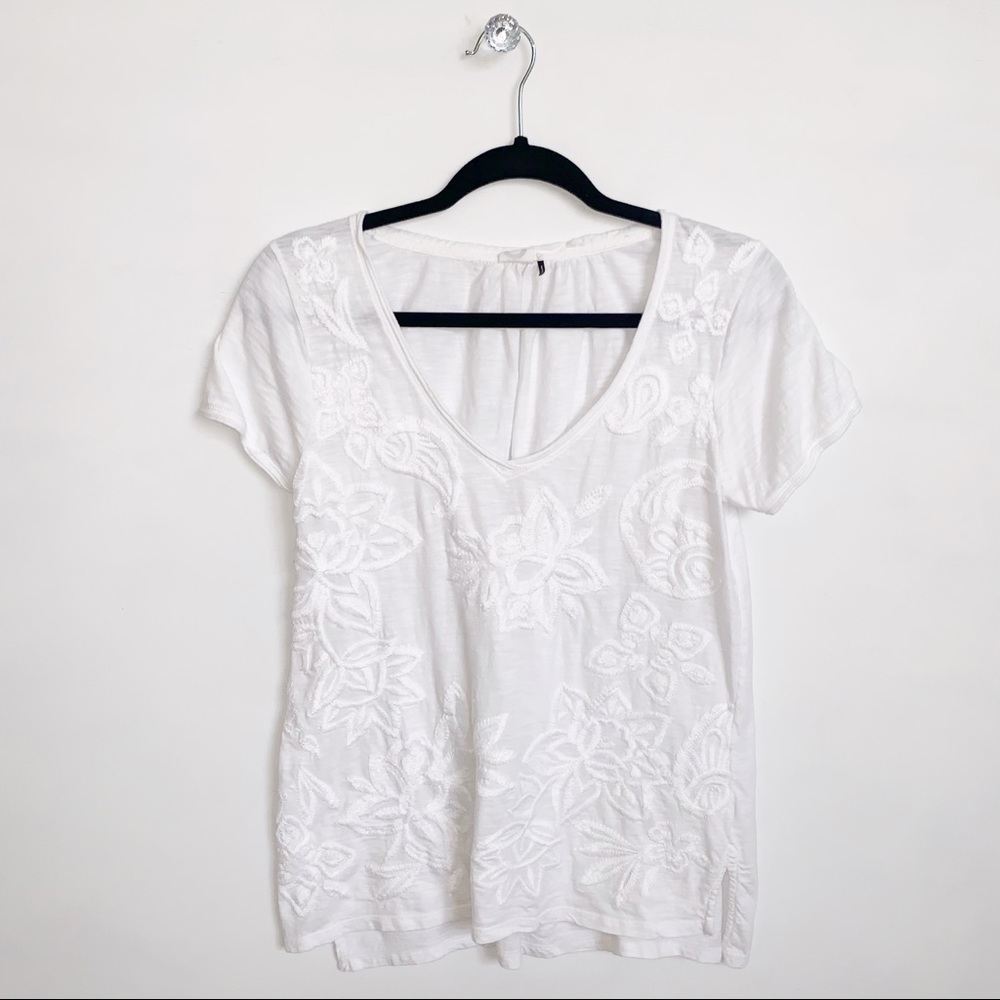 Akemi + Kin | Anthro White Crochet Cotton Tee